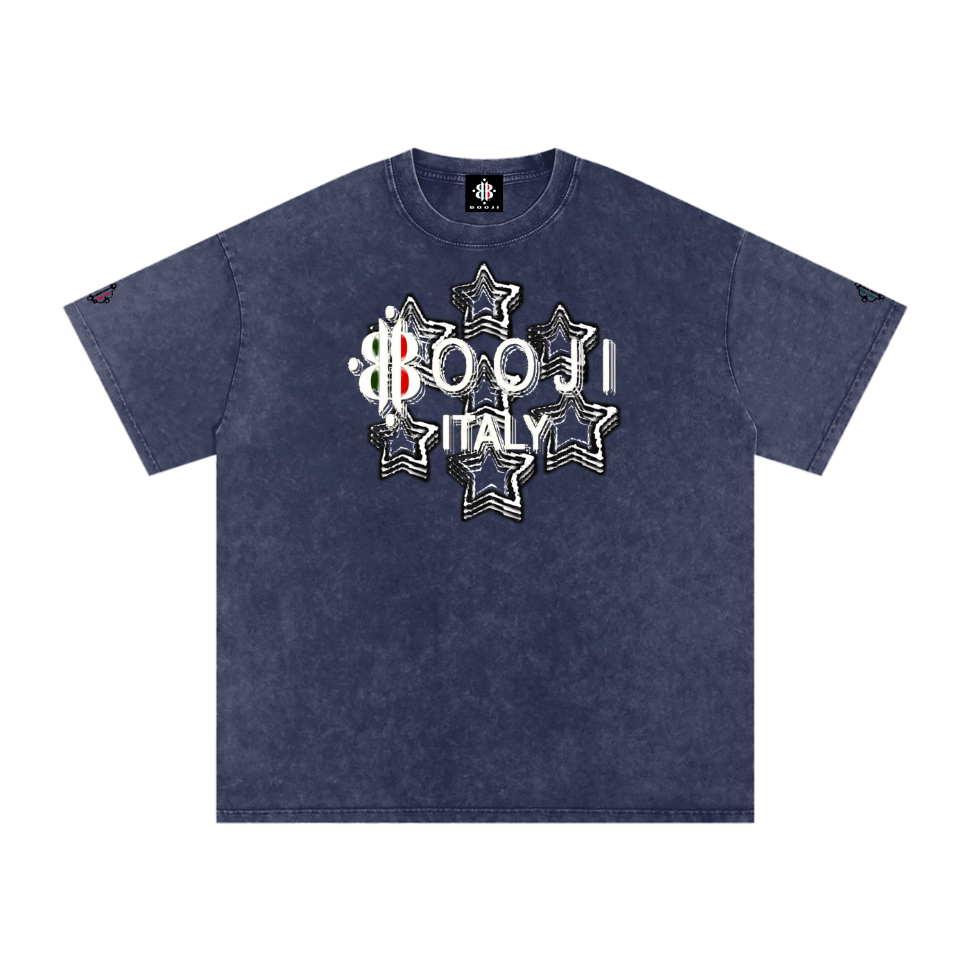 BOOJI ITALY 7 STARS 4 EVER $ LOGO SNOW WASHED T-SHIRT