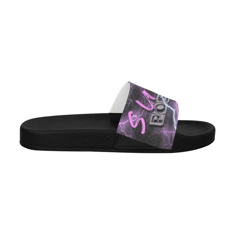 BOOJI ITALY SUPER POSITION LIGHTNING LOGO MEN'S BLACK SOLE SLIDES