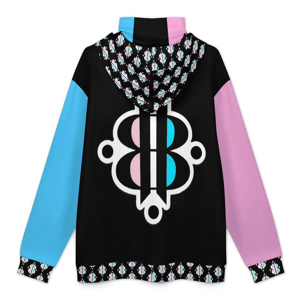 BOOJI INVERTS LOGO PATTERN BLACK Men's Hoodie with Mask
