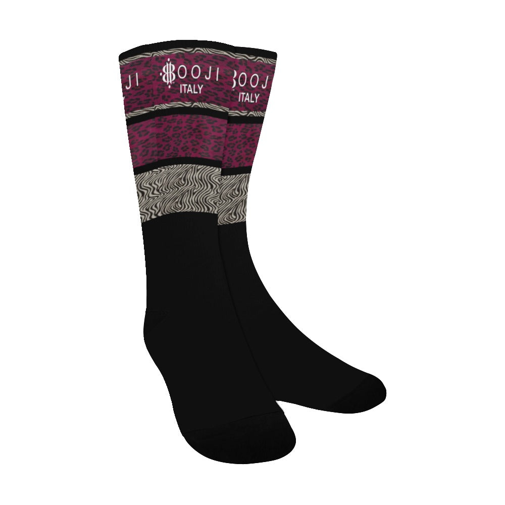 BOOJI ITALY WILD INFLUENCE COLLECTION MEN'S BLACK STRIP TUBE SOCKS
