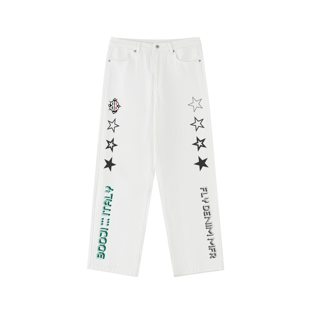 BOOJI ITALY "FLY DENIM MFR." HEAVYWEIGHT STRAIGHT LEG JEANS