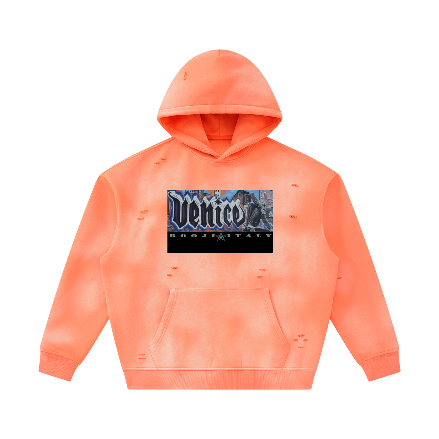 BOOJI ITALY SK8R'S COLLECTION SUNFADED DISTRESSED FLEECE HOODIE