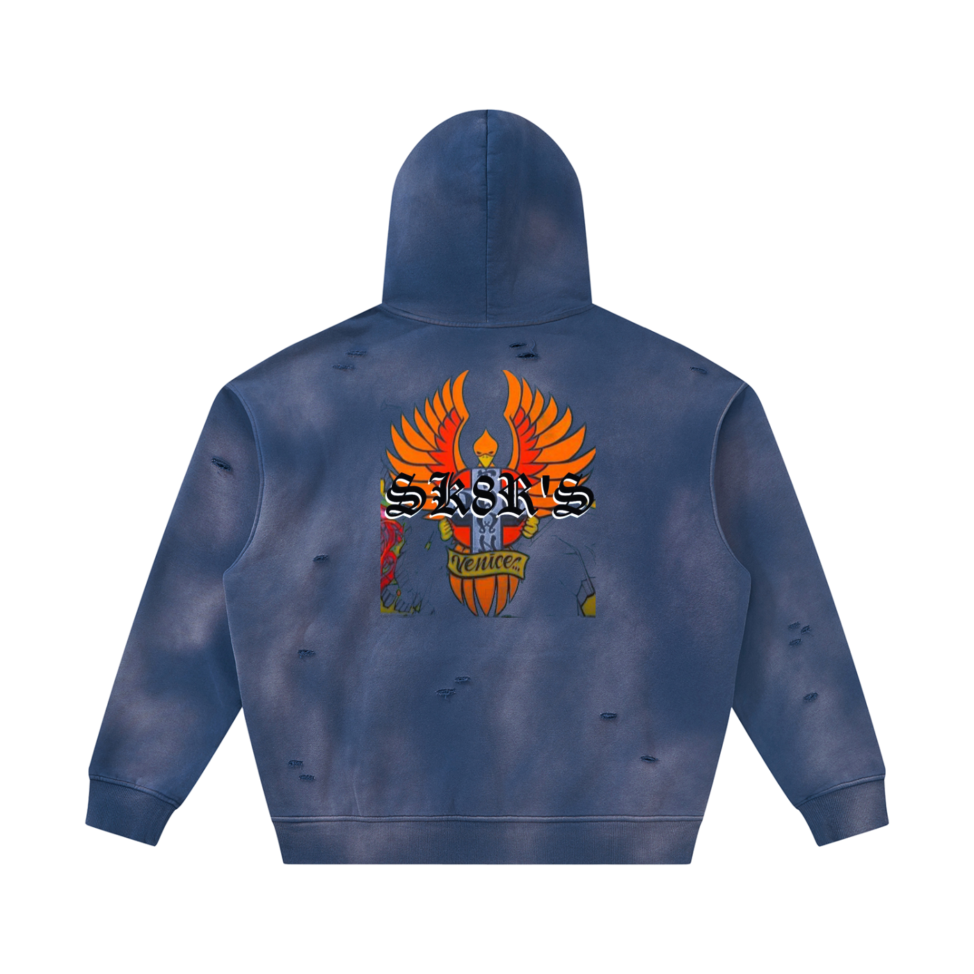 BOOJI ITALY SK8R'S COLLECTION SUNFADED DISTRESSED FLEECE HOODIE