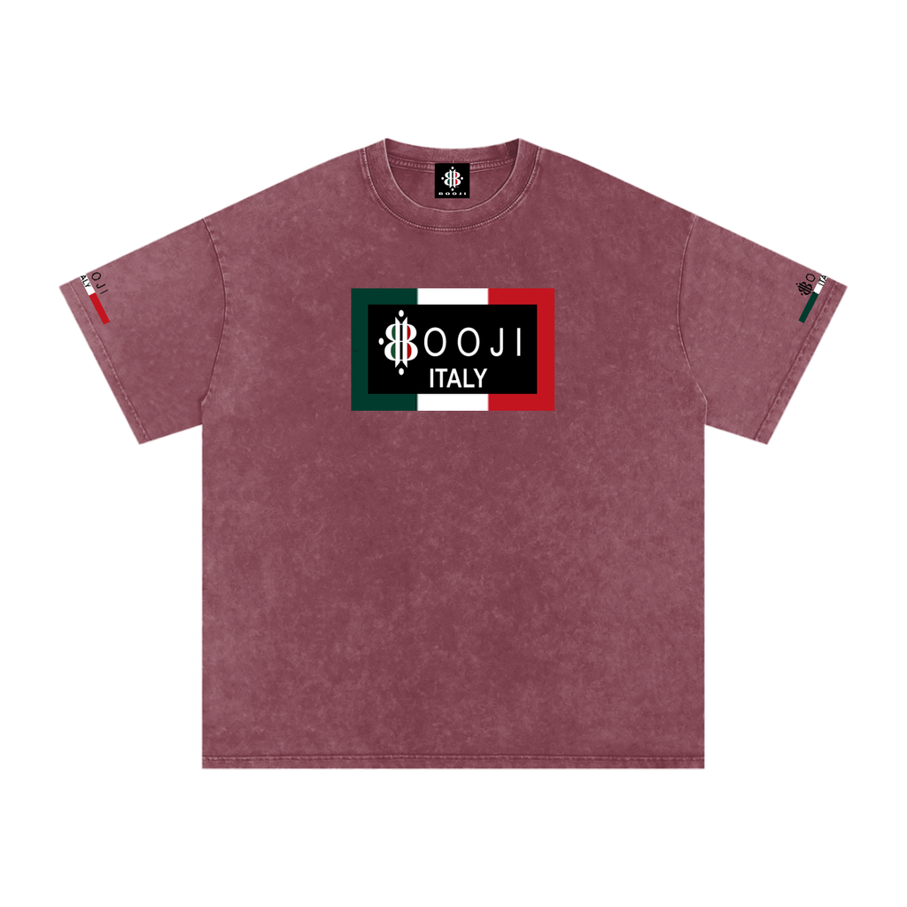 BOOJI ITALY ITALIAN FLAG 4 EVER $ LOGO SNOW WASHED T-SHIRT