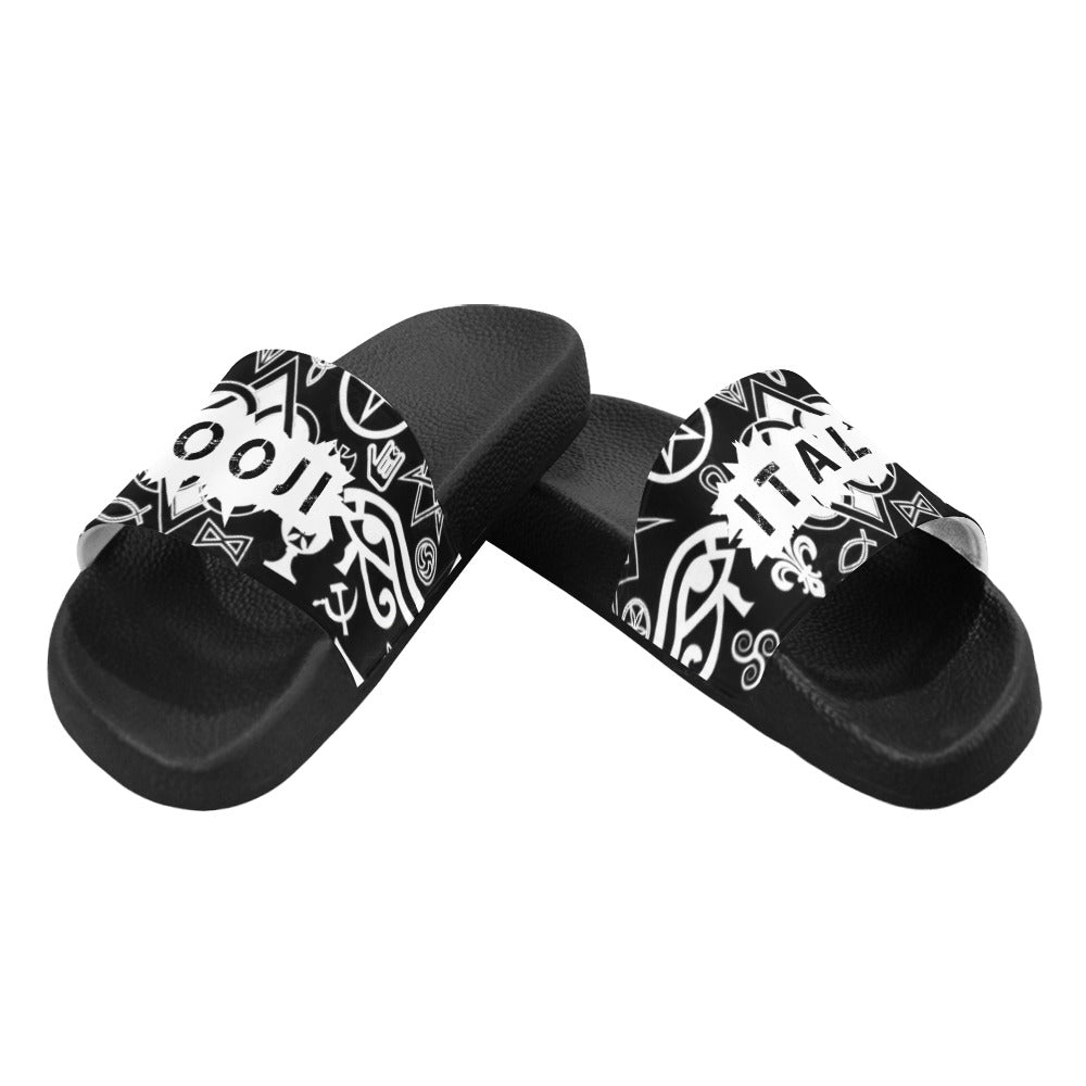 BOOJI ITALY "SYMBOLS COLLECTION" BLACK SLIDES
