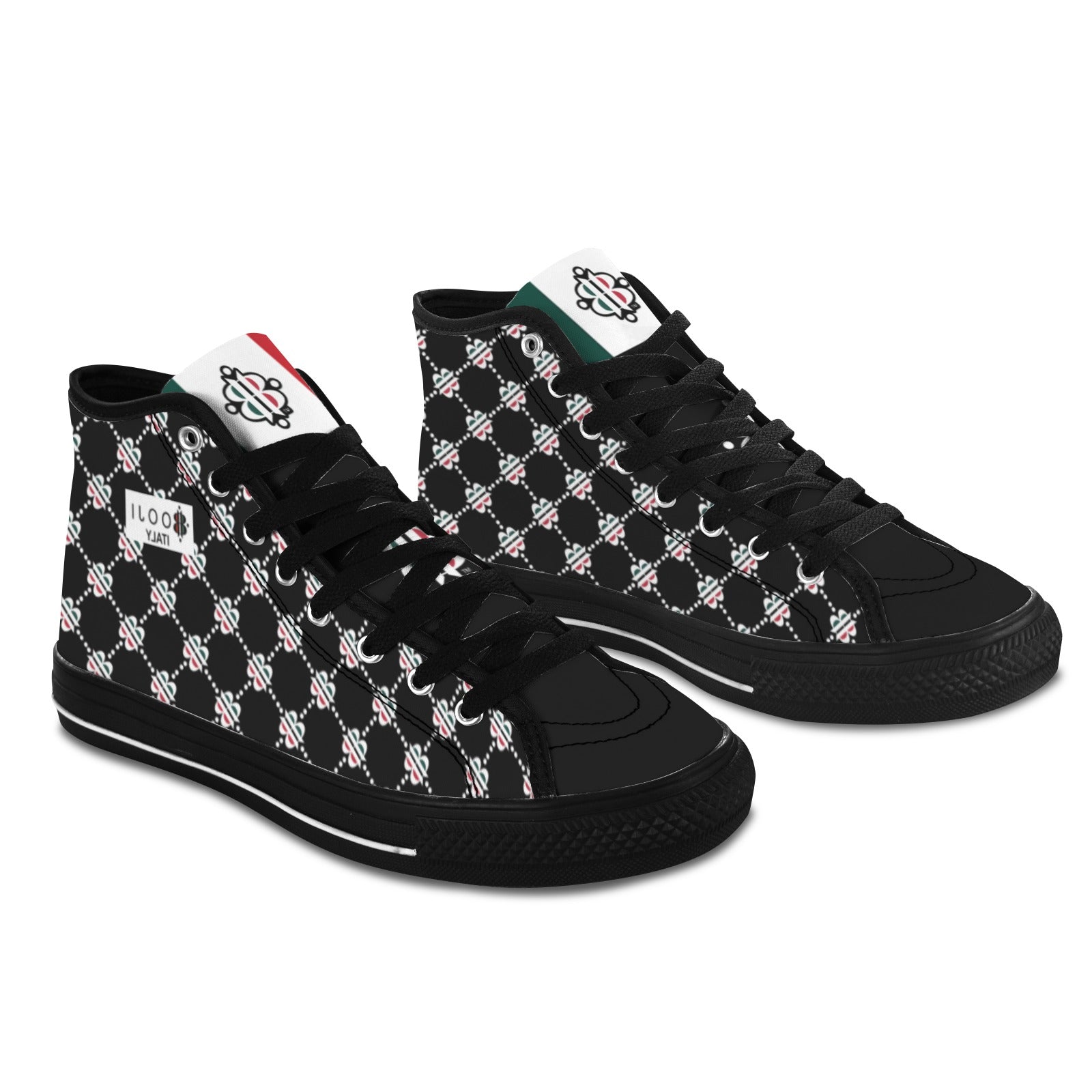 BOOJI LOGO PATTERN BLACK Vancouver High Top Canvas Men's Shoes (Model1013-1)