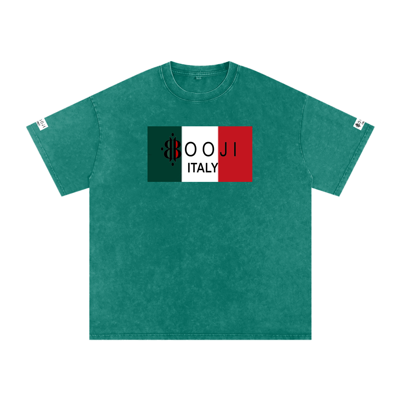 BOOJI ITALY ITALIAN FLAG BRAND LOGO SNOW WASHED T-SHIRT