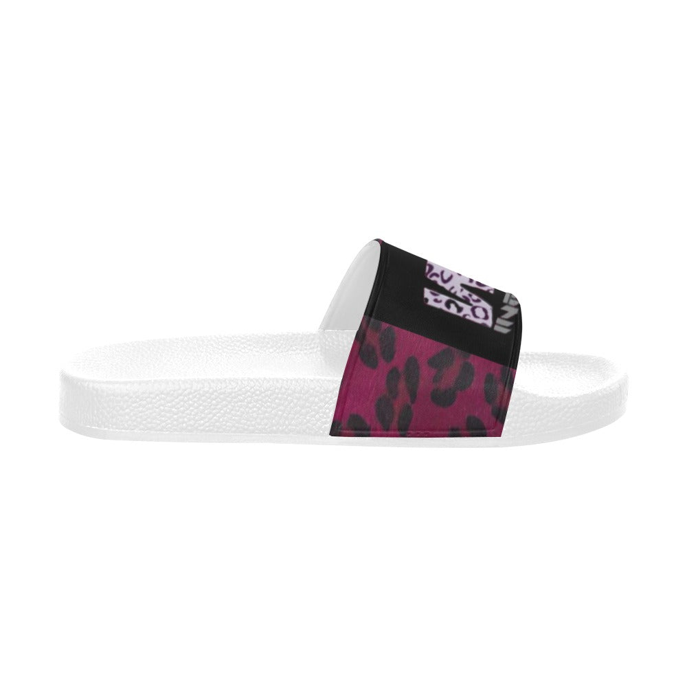 BOOJI ITALY WILD INFLUENCE LEOPARD LOGO WOMEN'S WHITE SOLE SLIDES