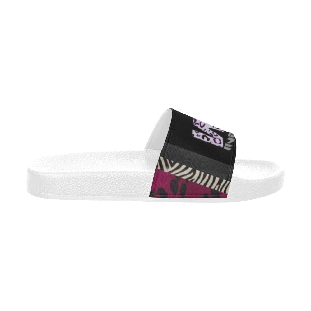 BOOJI ITALY WILD INFLUENCE FULL ZOO LOGO WOMEN'S WHITE SOLE SLIDES