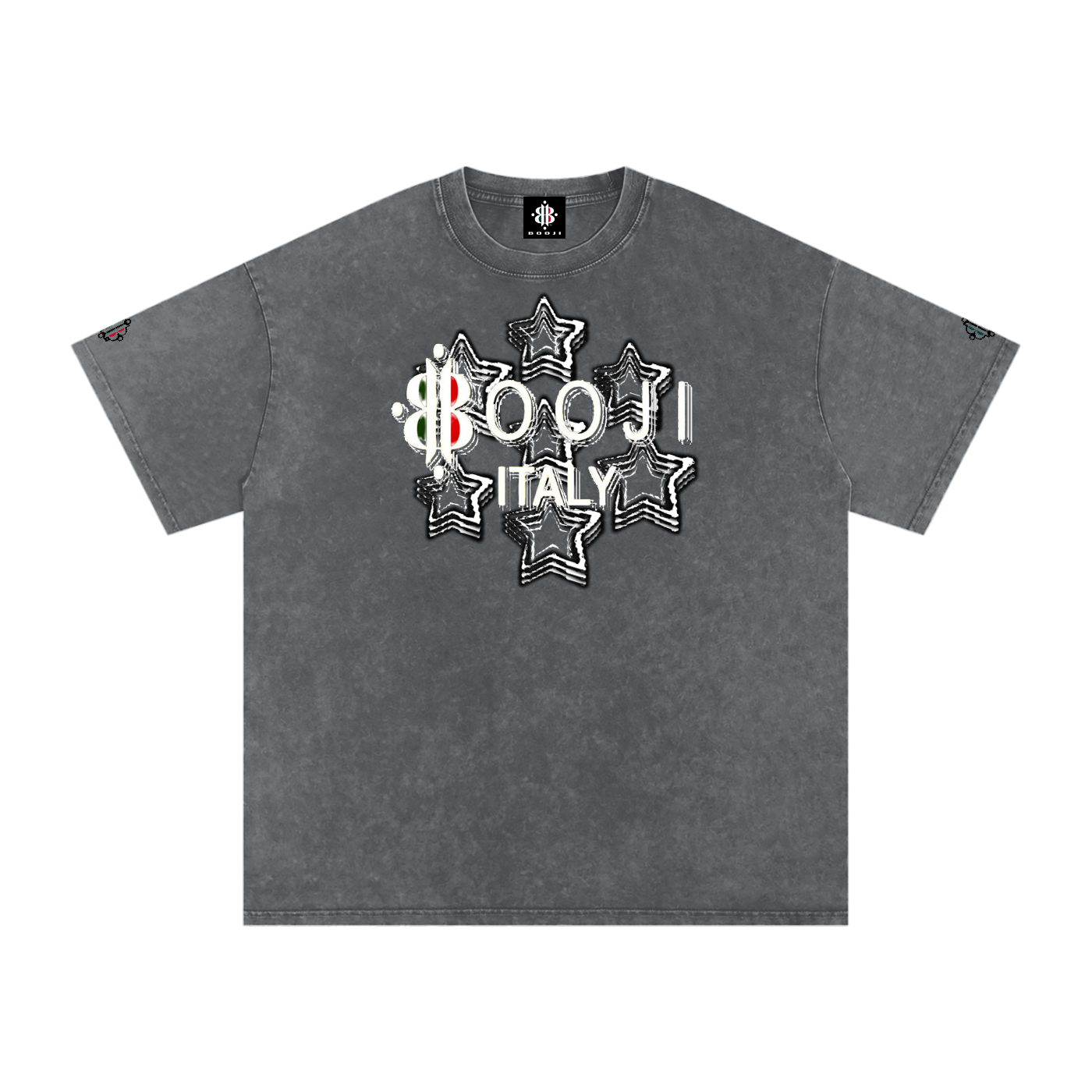 BOOJI ITALY 7 STARS 4 EVER $ LOGO SNOW WASHED T-SHIRT