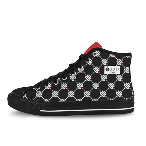 BOOJI ITALY 4 EVER $ LOGO PATTERN WOMEN'S BLACK CANVAS SHOES