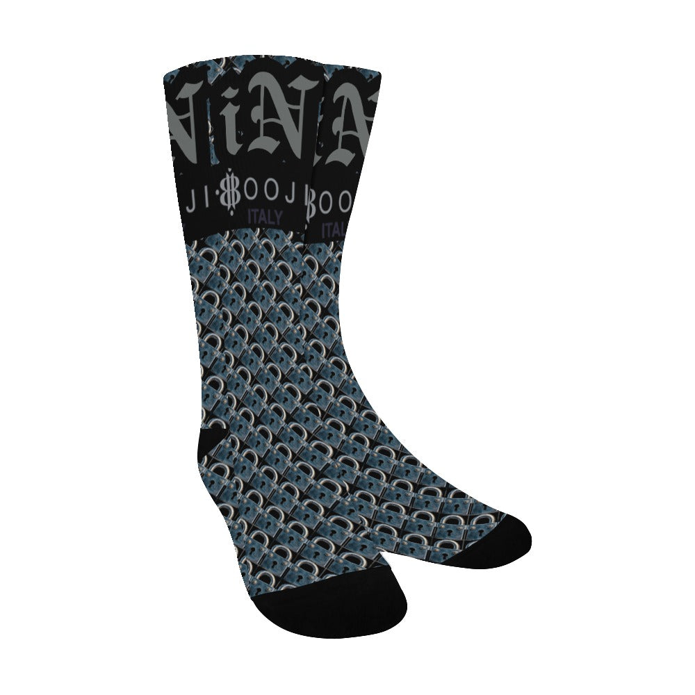 BOOJI ITALY LOCK IN MEN'S BLACK TUBE SOCKS GANGSTER GREY