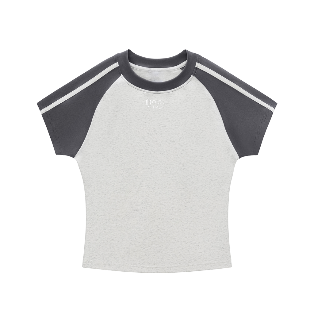 BOOJI ITALY LOGO WOMENS CONTRAST STRIPED RAGLAN T-SHIRT