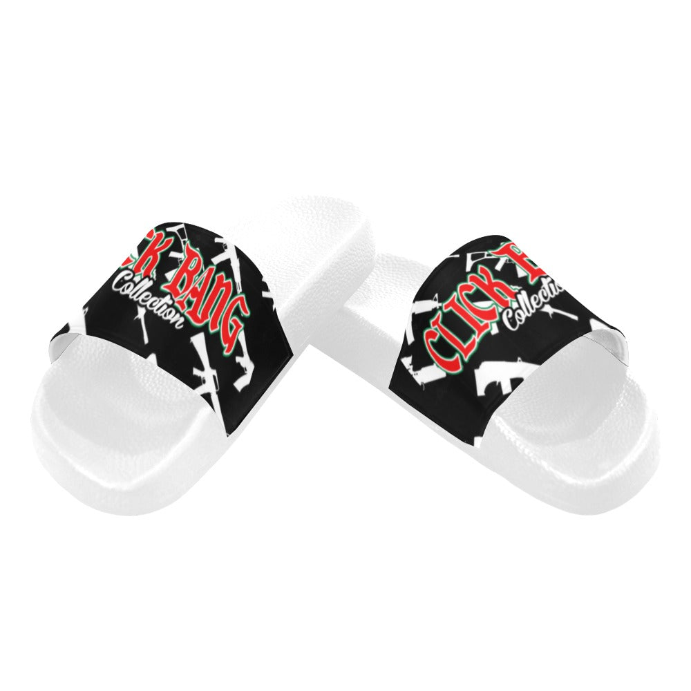 BOOJI ITALY CLICK BANG COLLECTION IN BLACK WOMEN'S WHITE SOLE SLIDES