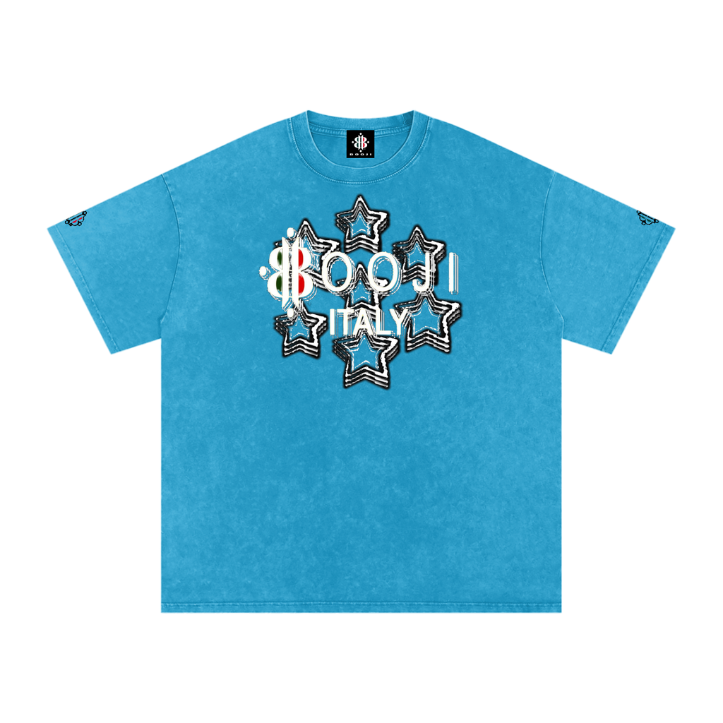 BOOJI ITALY 7 STARS 4 EVER $ LOGO SNOW WASHED T-SHIRT