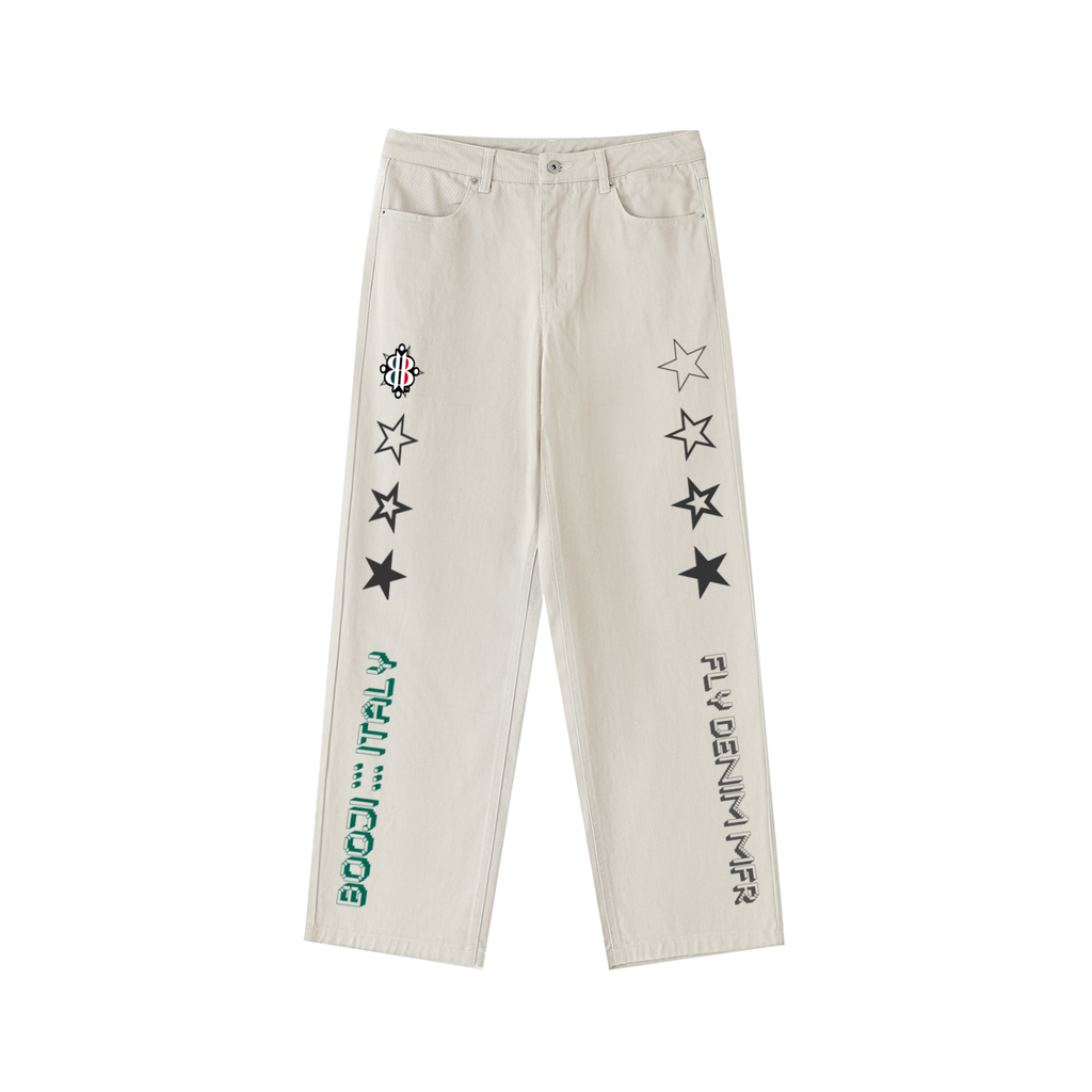 BOOJI ITALY "FLY DENIM MFR." HEAVYWEIGHT STRAIGHT LEG JEANS