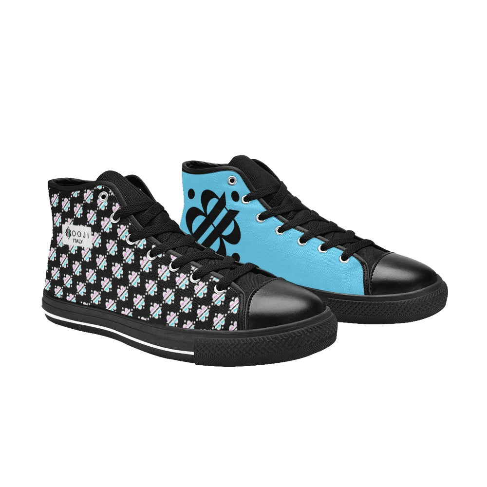 BOOJI INVERTED LOGO FLAG BLACK Men's High Top Canvas Shoes (Model 017)