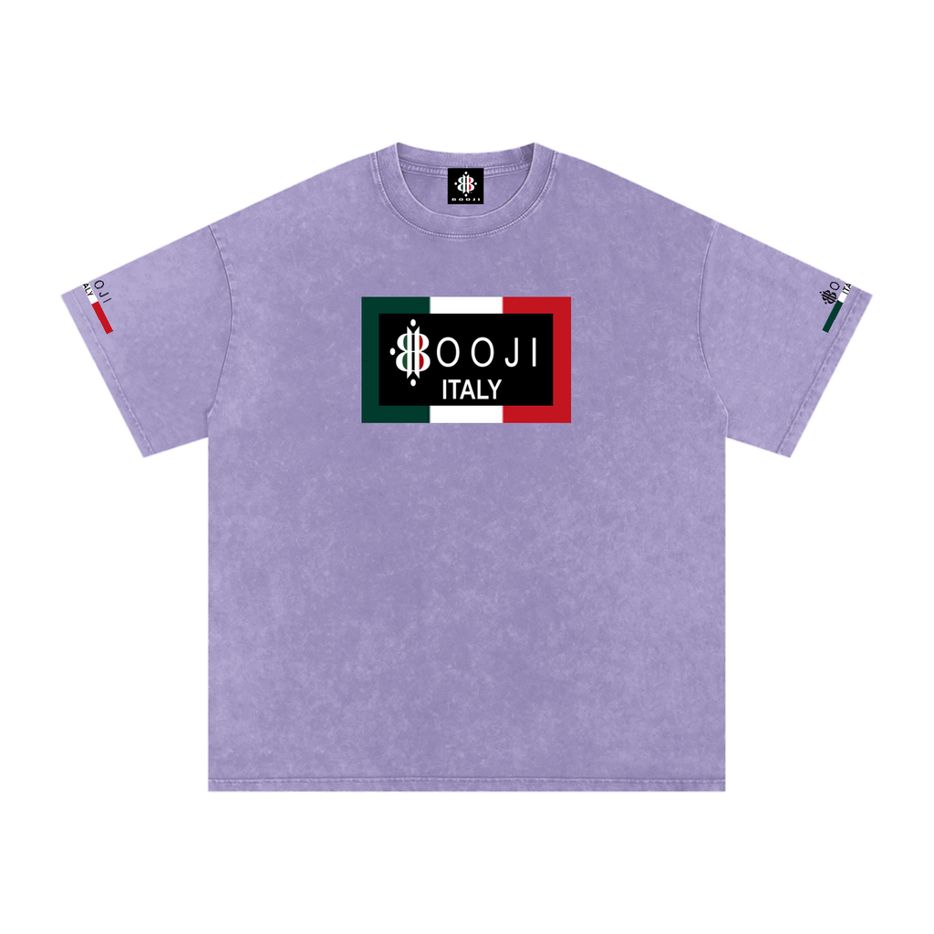 BOOJI ITALY ITALIAN FLAG 4 EVER $ LOGO SNOW WASHED T-SHIRT
