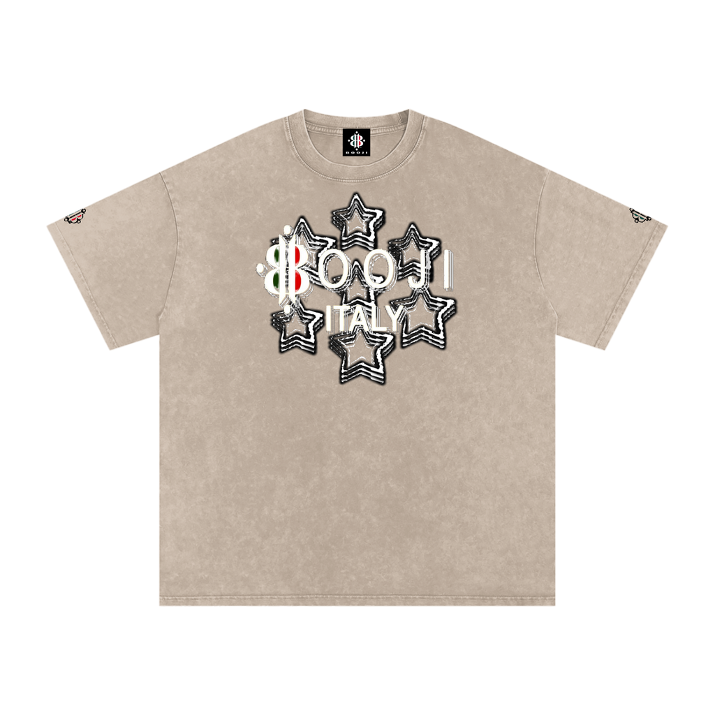 BOOJI ITALY 7 STARS 4 EVER $ LOGO SNOW WASHED T-SHIRT