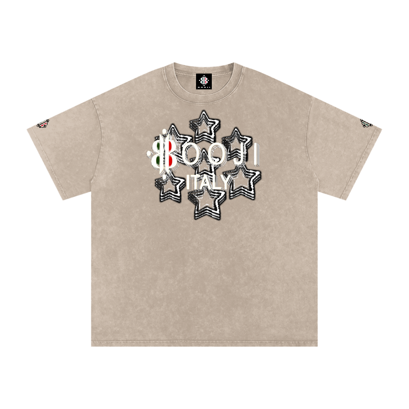 BOOJI ITALY 7 STARS 4 EVER $ LOGO SNOW WASHED T-SHIRT
