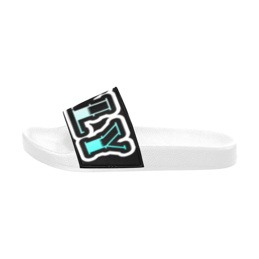 BOOJI ITALY "GRAFFITI INVERTED' LOGO WHITE SOLE WOMENS SLIDES