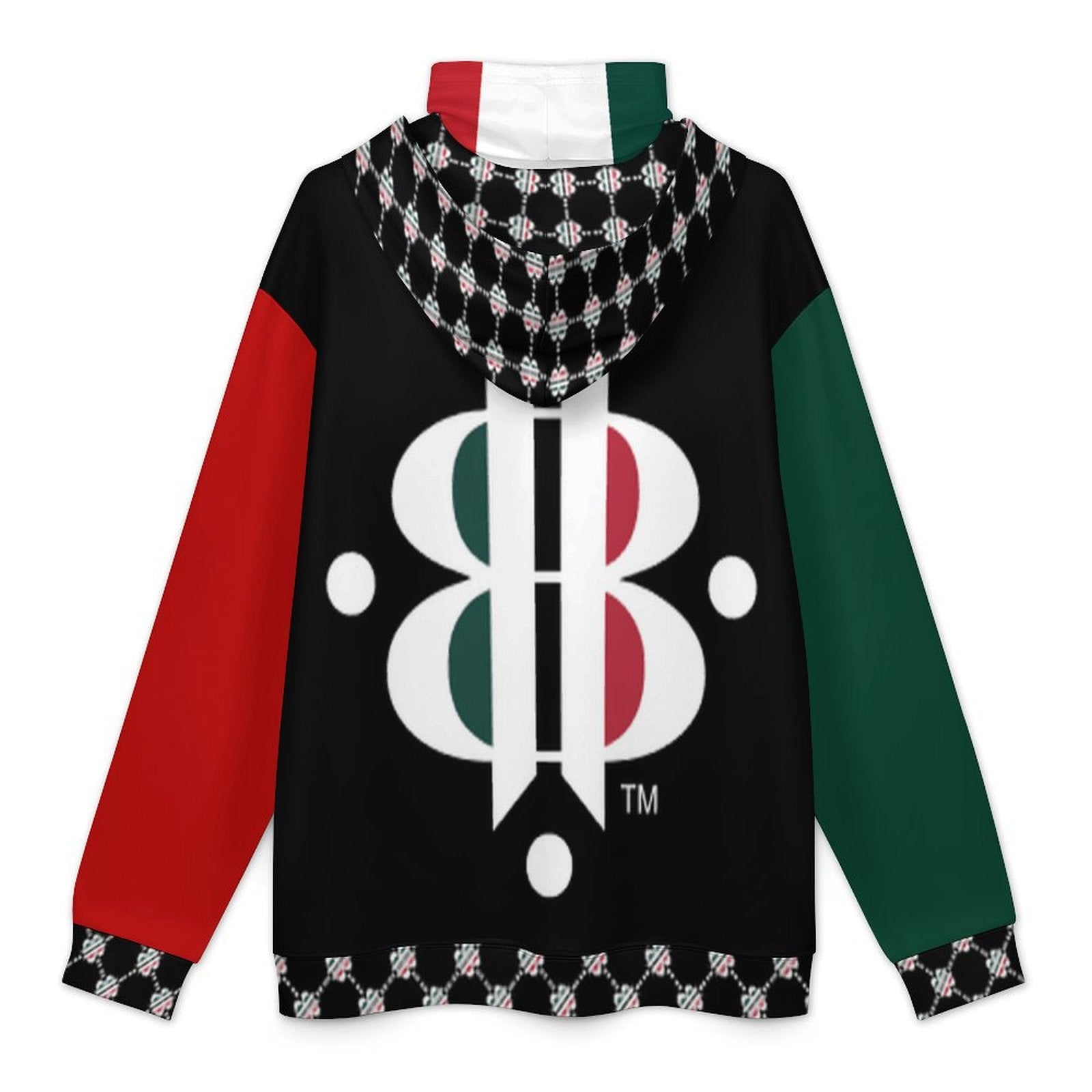 BOOJI LOGO PATTERN BLACK Men's Hoodie with Mask