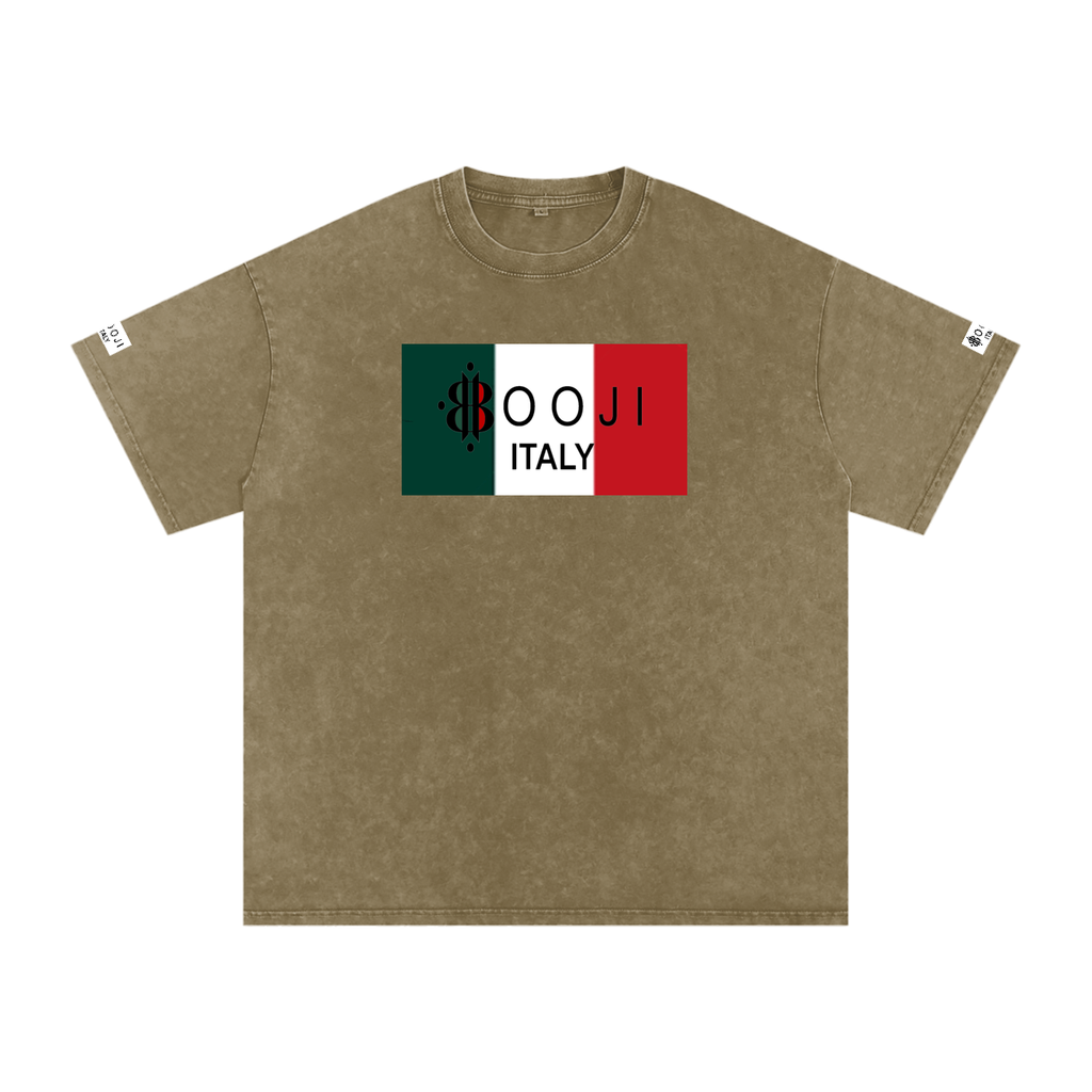 BOOJI ITALY ITALIAN FLAG BRAND LOGO SNOW WASHED T-SHIRT