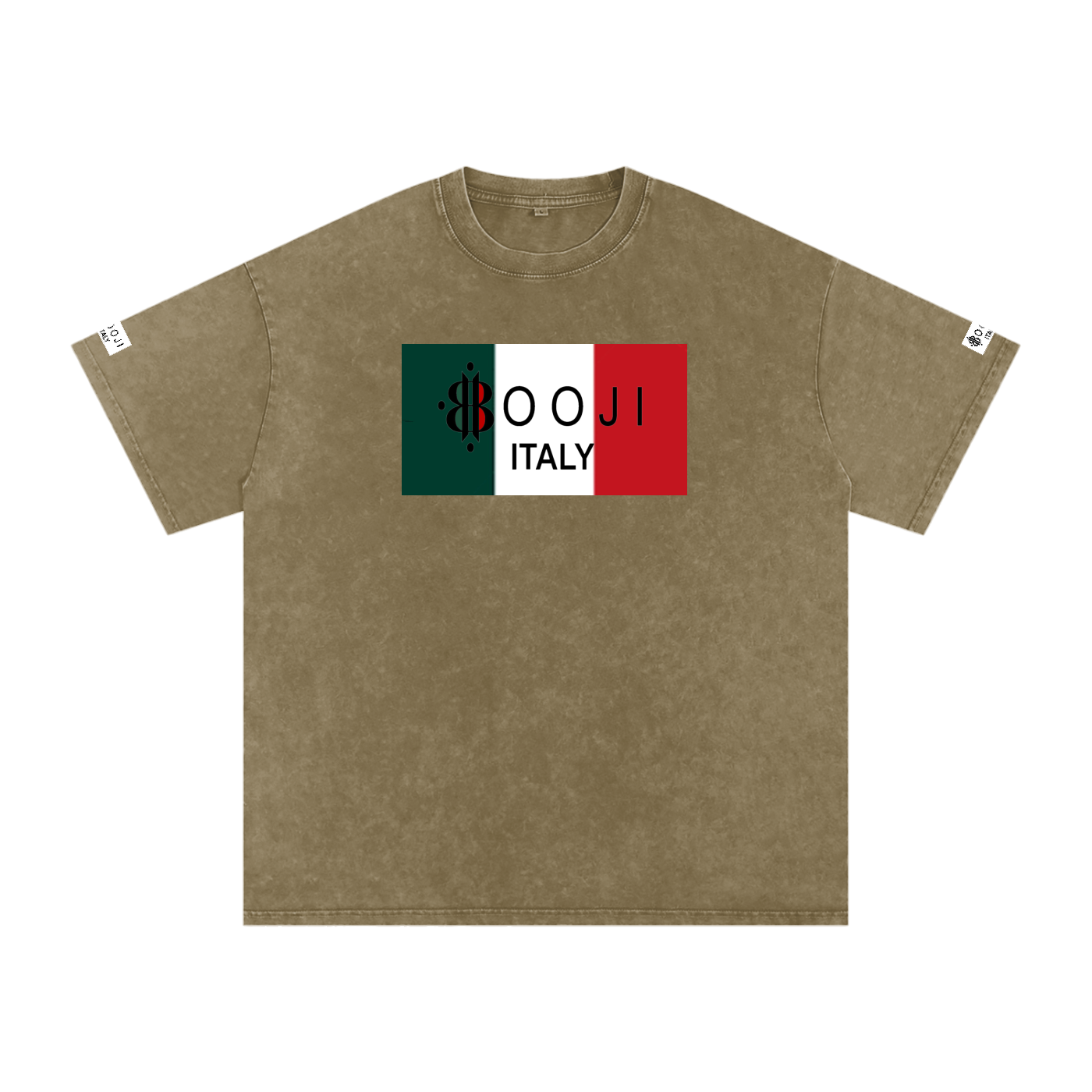 BOOJI ITALY ITALIAN FLAG BRAND LOGO SNOW WASHED T-SHIRT