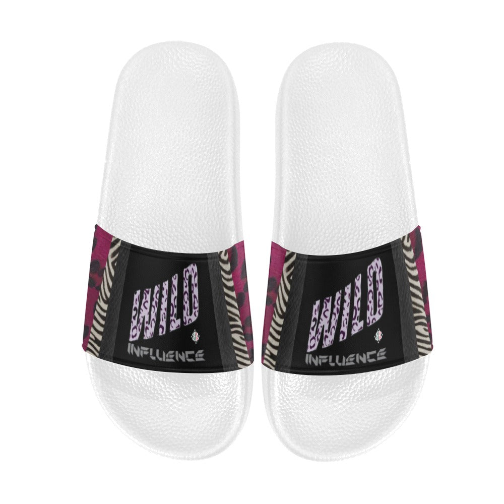 BOOJI ITALY WILD INFLUENCE FULL ZOO LOGO WOMEN'S WHITE SOLE SLIDES