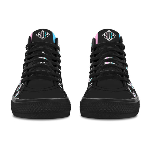 BOOJI ITALY 4 EVER $ LOGO PATTERN INVERTED WOMEN'S BLACK CANVAS SHOES