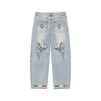 BOOJI ITALY FLY DENIM MFR. COLLECTION MEN'S WHITE WASHED WIDE LEG JEANS