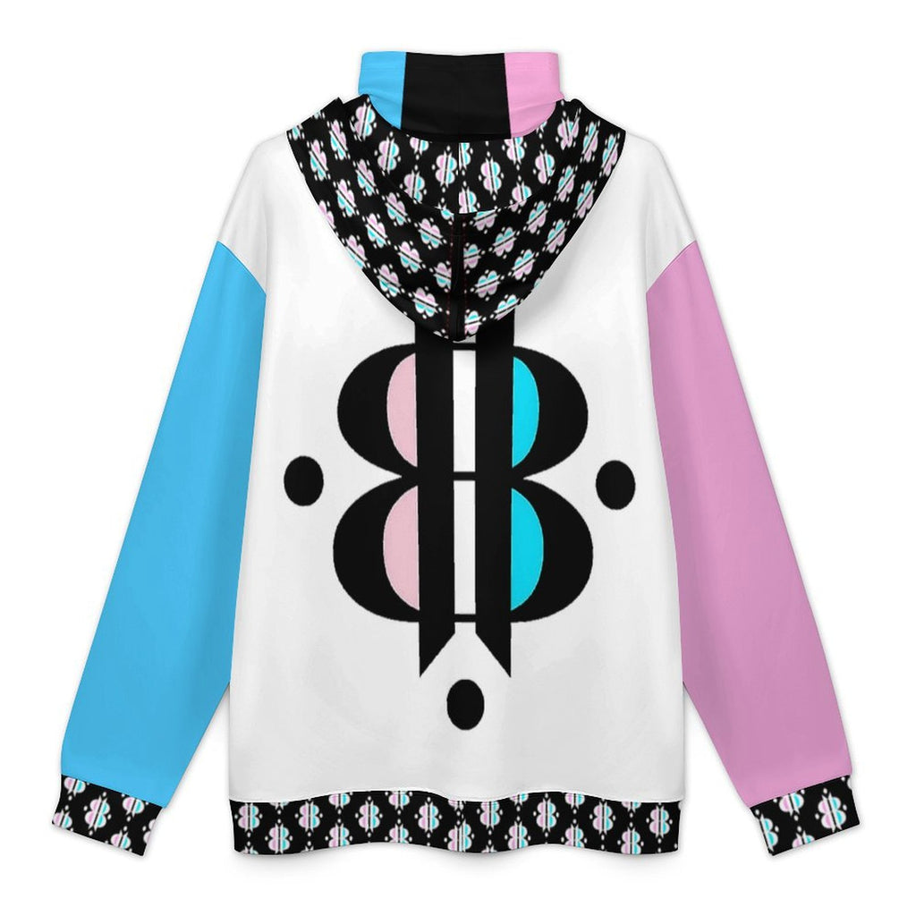 BOOJI IVERTS LOGO PATTERN WHITE Men's Hoodie with Mask