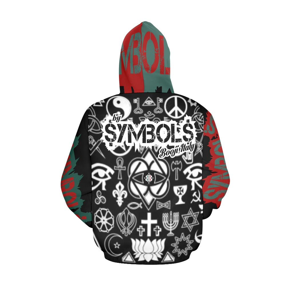 BOOJI SYMBOLS COLLECTION INVERT MENS HOODIE Men's All Over Print Hoodie (USA Size) (Model H13)