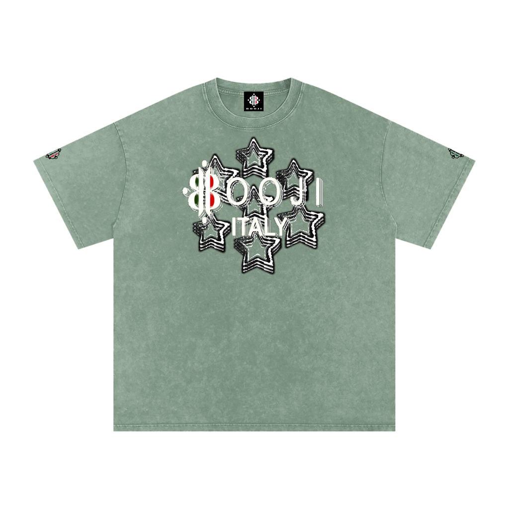 BOOJI ITALY 7 STARS 4 EVER $ LOGO SNOW WASHED T-SHIRT