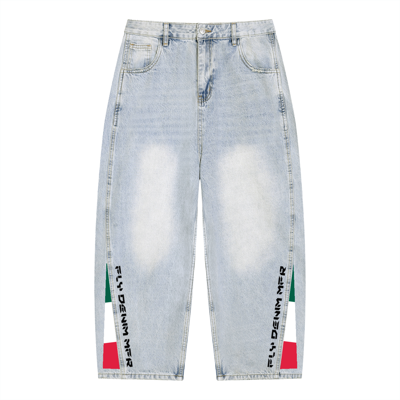 BOOJI ITALY FLY DENIM MFR. COLLECTION ITALIAN FLAG SUNFADED BARREL JEANS