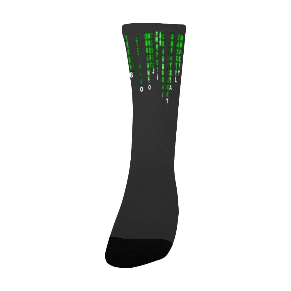 BOOJI ITALY SUPER POSITION COLLECTION MATRIX WOMEN'S BLACK CREW SOCKS Women's Custom Socks