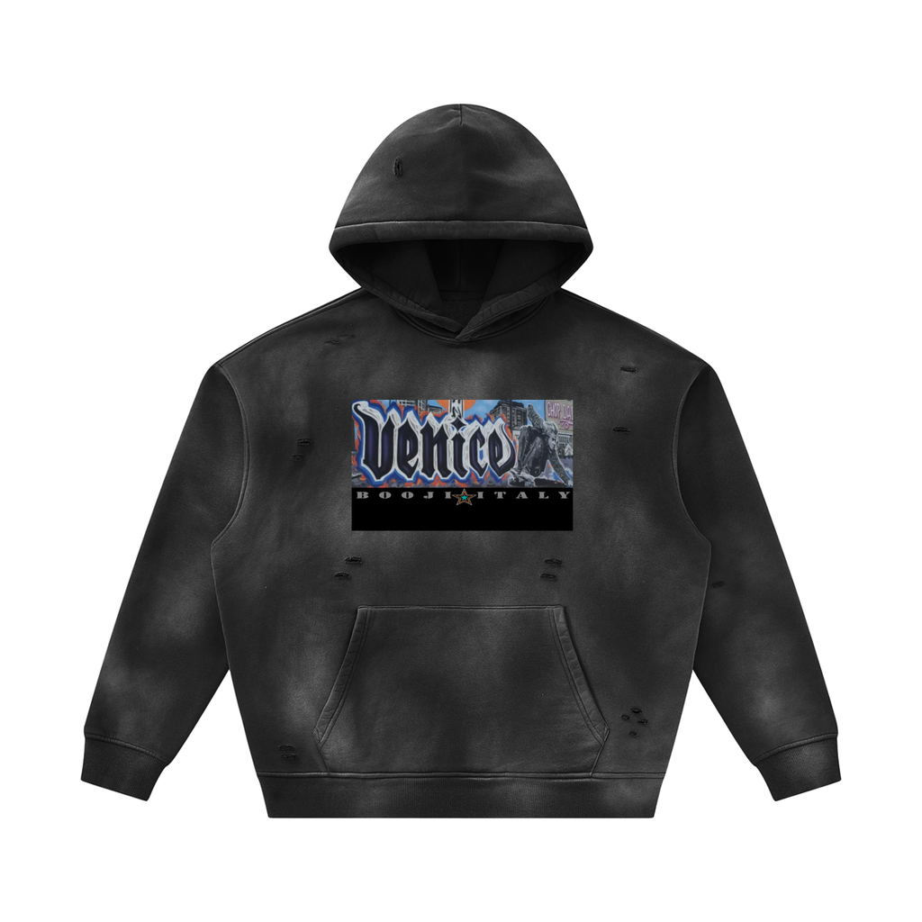 BOOJI ITALY SK8R'S COLLECTION SUNFADED DISTRESSED FLEECE HOODIE