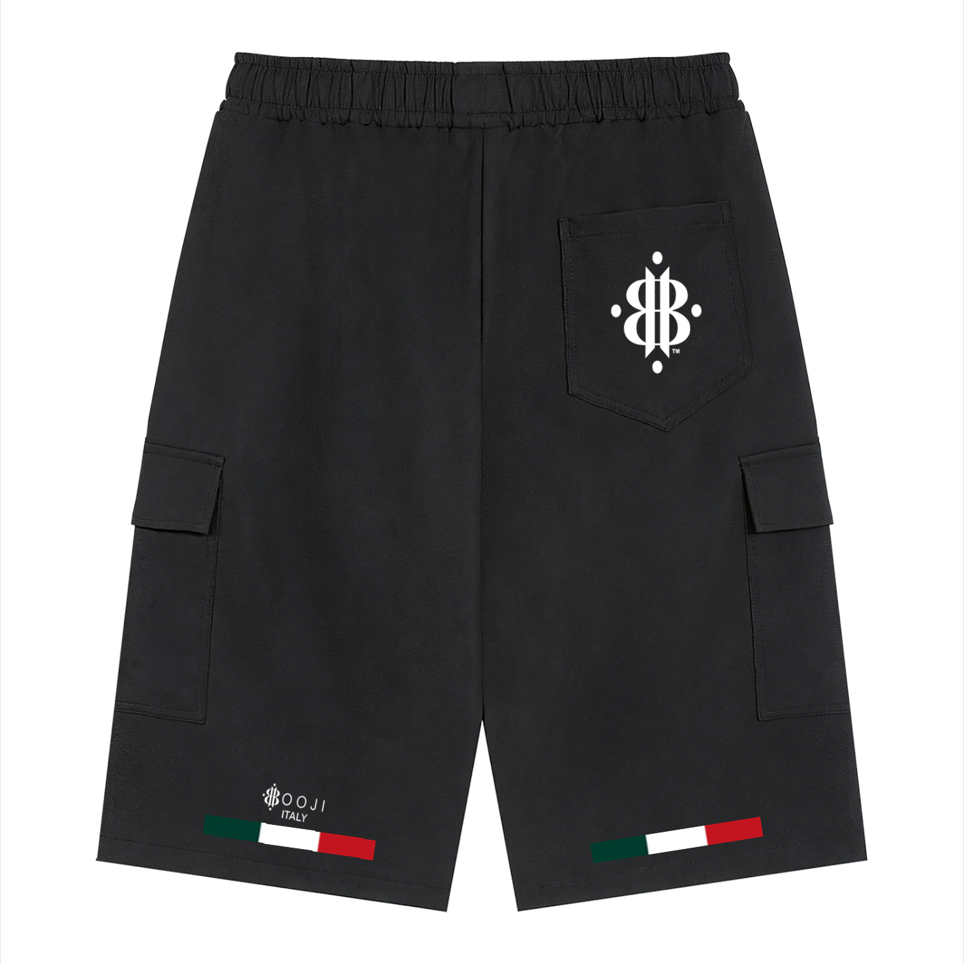BOOJI ITALY 4 EVER $ LOGO ITALIAN FLAG ACCENT MEN'S CARGO SHORTS