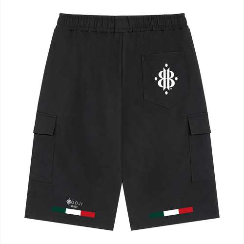 BOOJI ITALY 4 EVER $ LOGO ITALIAN FLAG ACCENT MEN'S CARGO SHORTS