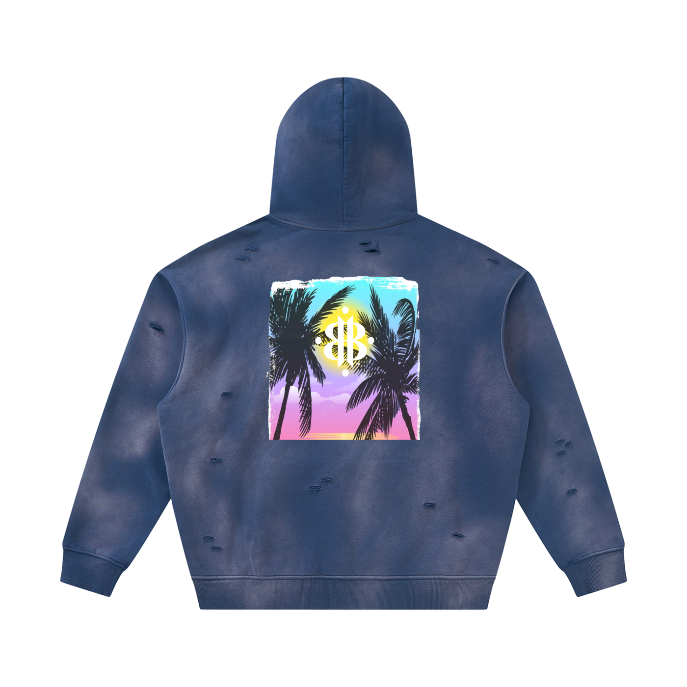 BOOJI ITALY GRAFITTI LOGO SUNFADED FRAYED FLEECE HOODIE