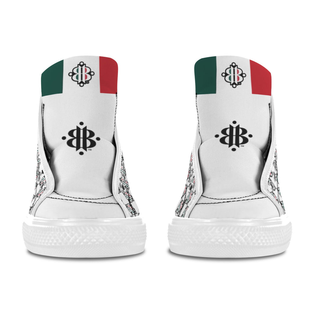 BOOJI LOGO PATTERN WHITE Vancouver High Top Canvas Women's Shoes (Model1013-1)