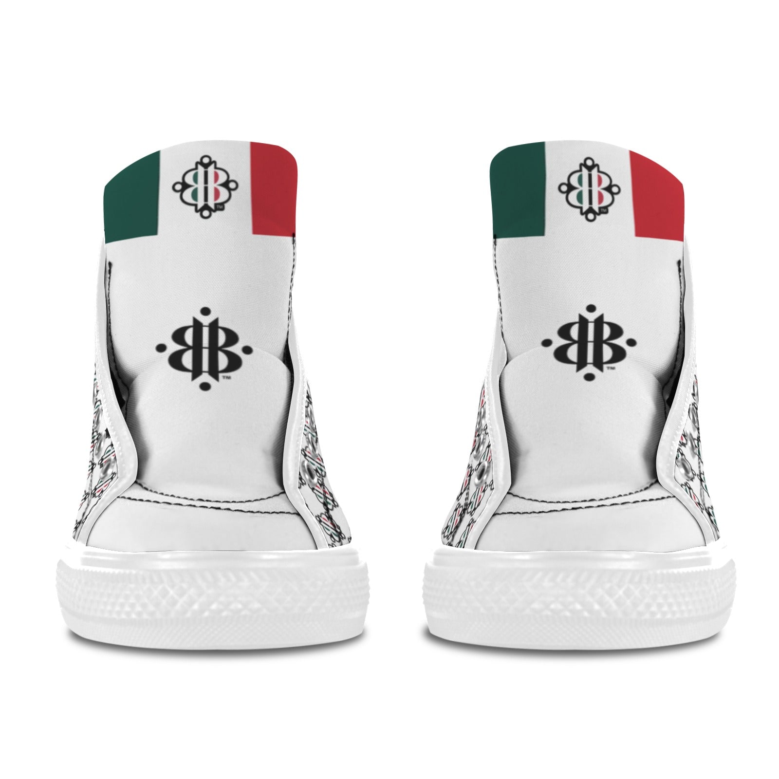 BOOJI LOGO PATTERN WHITE Vancouver High Top Canvas Women's Shoes (Model1013-1)