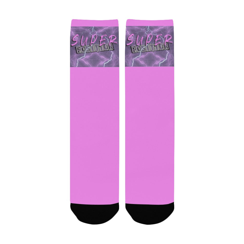 BOOJI ITALY SUPER POSITION COLLECTION WOMEN'S PINK CREW SOCKS Women's Custom Socks