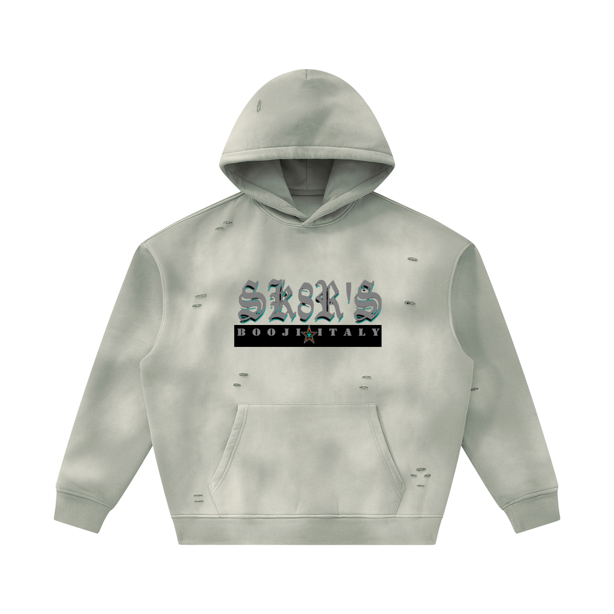 BOOJI ITALY SK8R'S COLLECTION SUNFADED DISTRESSED FLEECE HOODIE
