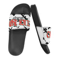 BOOJI ITALY CLICK BANG COLLECTION MEN'S BLACK SOLE WHITE PATTERN SLIDES Custom Men's One-piece Slippers