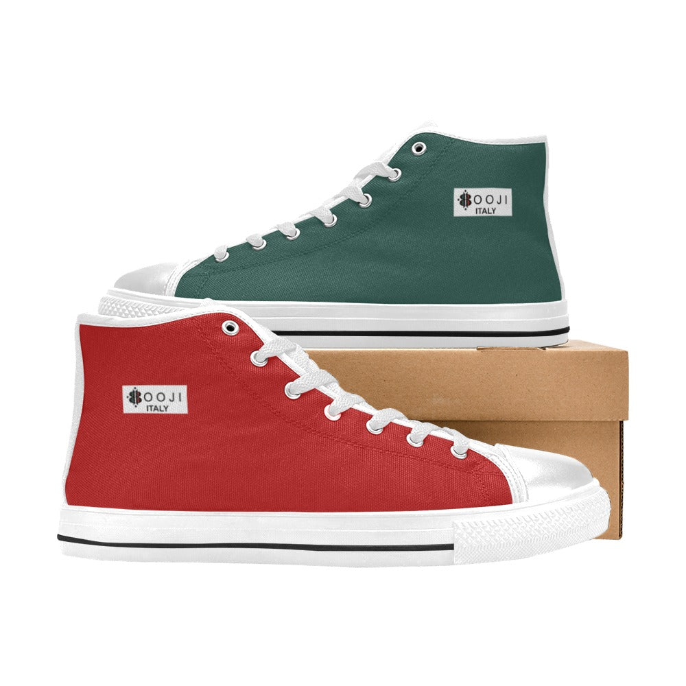 BOOJI LOGO ITALIAN FLAG WHITE Men's High Top Canvas Shoes (Model 017)