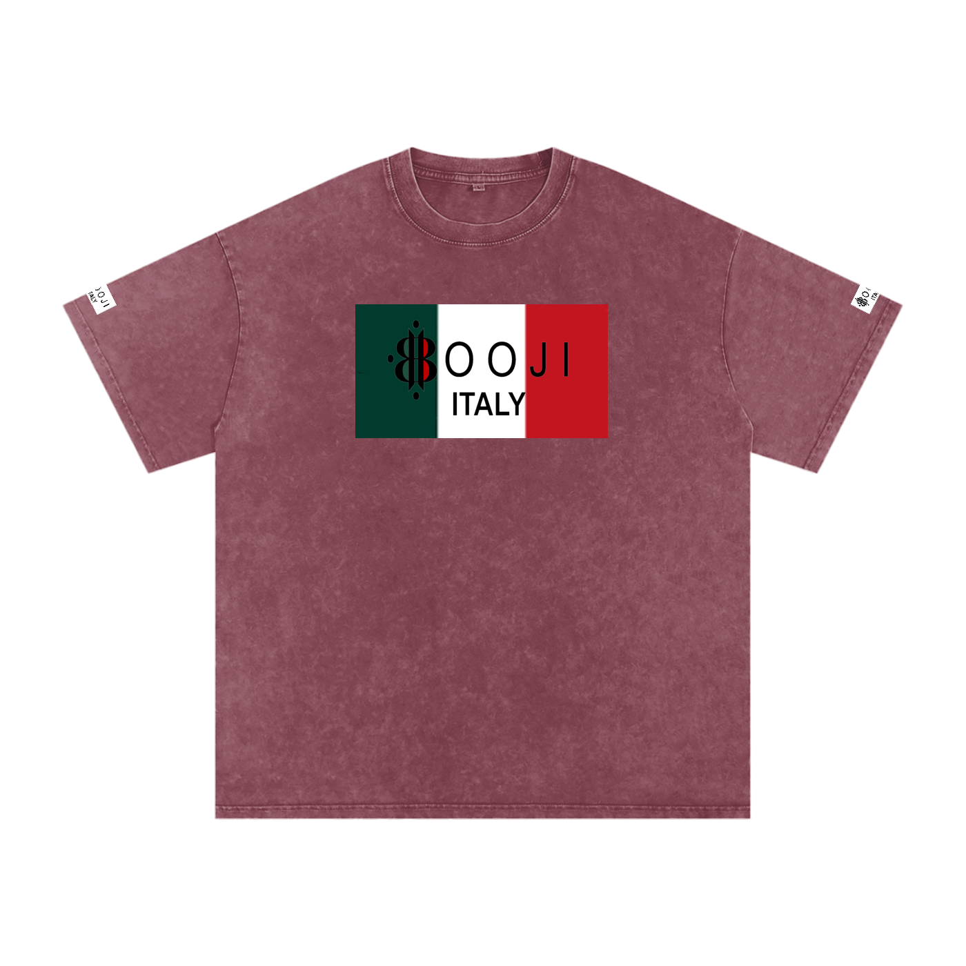 BOOJI ITALY ITALIAN FLAG BRAND LOGO SNOW WASHED T-SHIRT