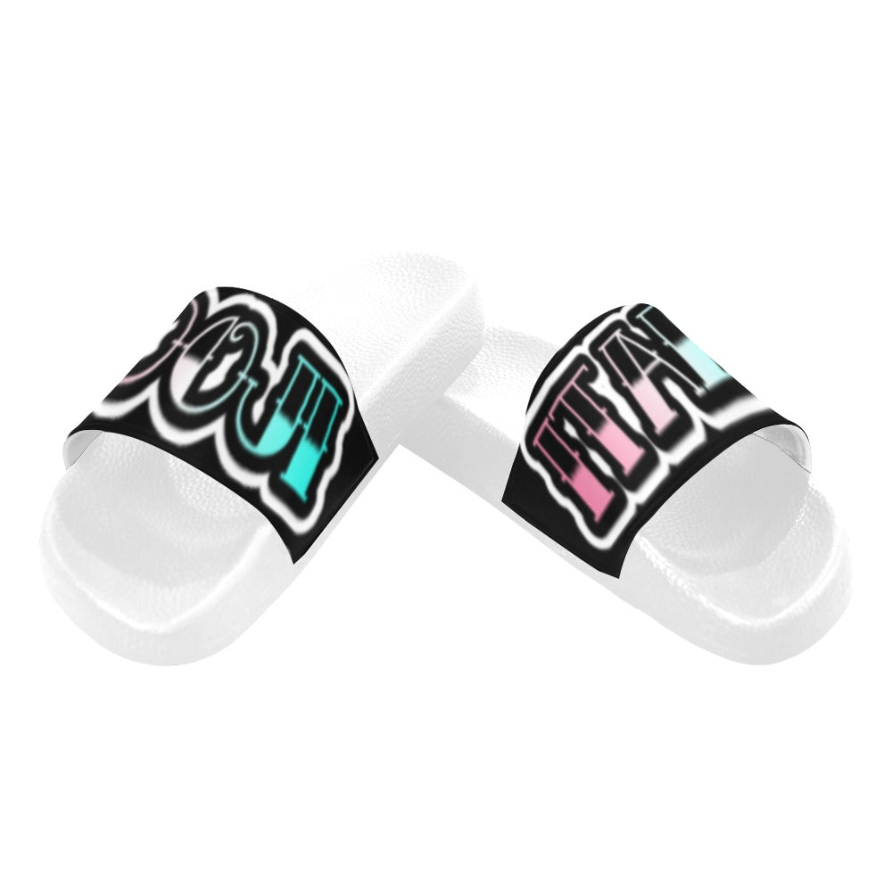 BOOJI ITALY "GRAFFITI INVERTED" LOGO WHITE SOLE SLIDES