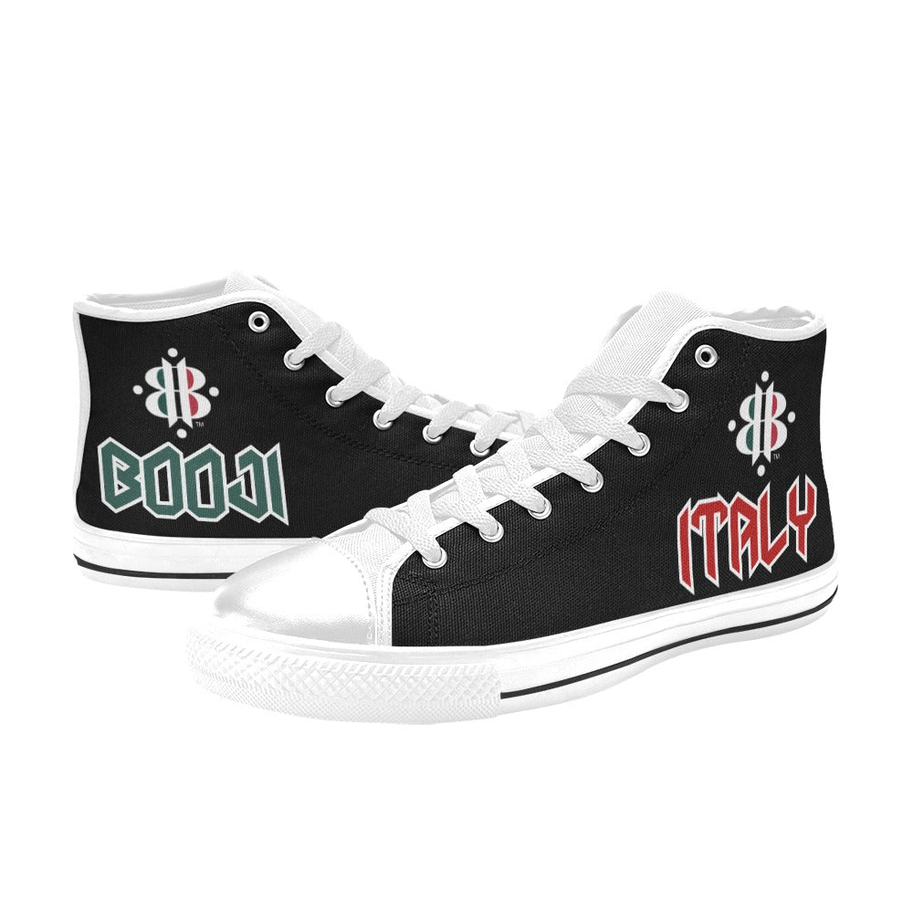 BOOJI LOGO ITALIAN FLAG WHITE Men's High Top Canvas Shoes (Model 017)