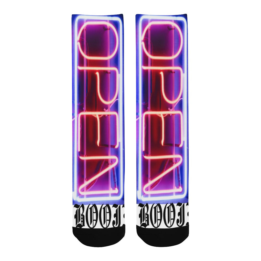 BOOJI ITALY OPEN SIGN COLLECTION MEN'S BLACK TUBE SOCKS